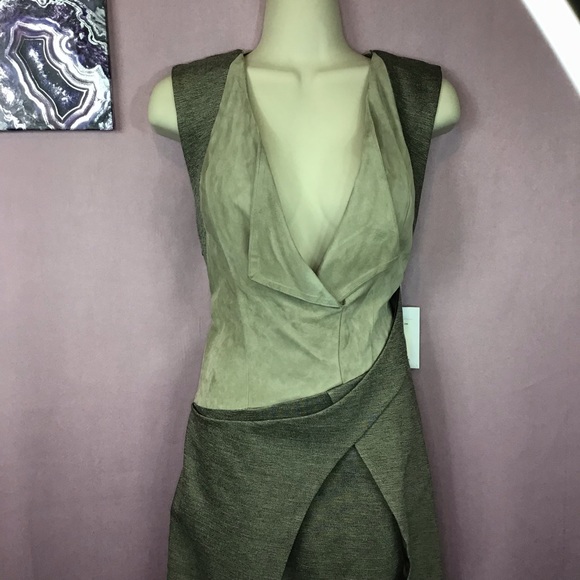 Christian Cota Mixed Suede business wrap dress